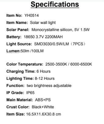 YH0514 Solar Ground Spike Light with Built-in Day-Night Sensor Monocrystalline sillicon, 5V 1.5W